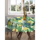 Скатерть на стол «Лимоны и тропики», круглая, сатен, d = 150 см - фото 292409275