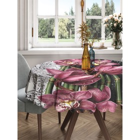 Скатерть на стол «Цветочное разделение», круглая, сатен, d = 150 см