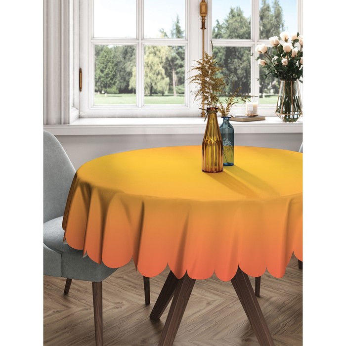 Скатерть на стол «Оранжевое переливание», круглая, сатен, d = 150 см - Фото 1