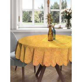 Скатерть на стол «Яркий цветочный узор», круглая, сатен, d = 150 см