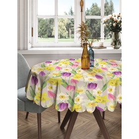 Скатерть на стол «Тюльпановый рай», круглая, сатен, d = 150 см