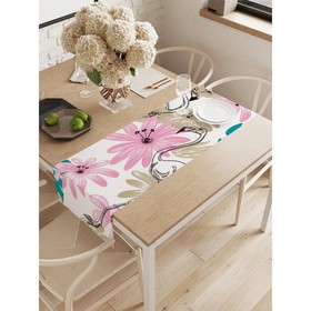 Дорожка на стол «Фламинго в цветах», окфорд, размер 40х145 см
