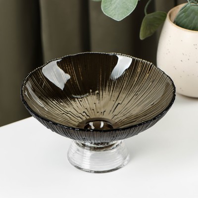 Ваза стеклянная для фруктов «Фейерверк», 350 мл, 15×7.5 см, цвет серый