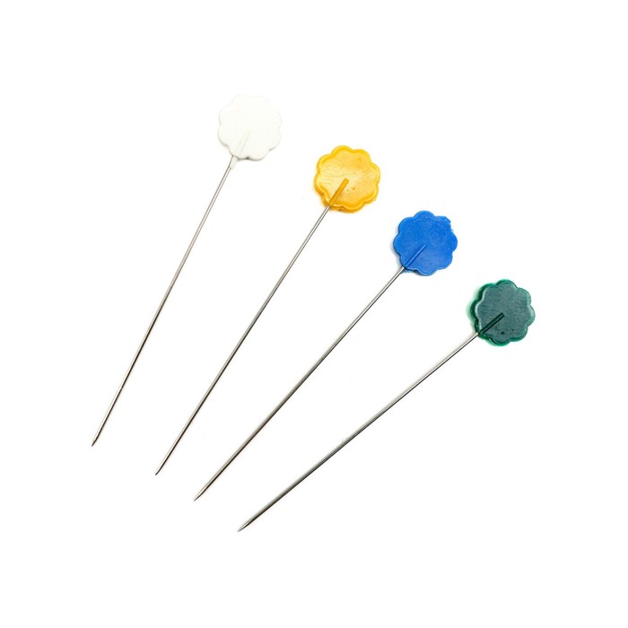Булавки с цветной головкой в форме цветка 0,53мм/53мм, сталь/пластик, 5гр PONY - Фото 1