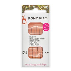 Иглы для бисероплетения BLACK Beading, №10-12, 6 шт PONY