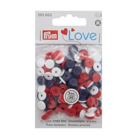 Кнопки ColorSnapsMini имитация стежка Prym Love, красн/бел/син 36шт Prym