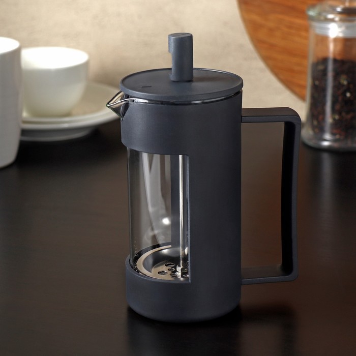 Чайник заварочный френч - пресс «Футуризм», 350 мл, стекло, цвет чёрный - Фото 1
