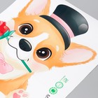 Наклейка пластик интерьерная цветная "Пёсик в цилиндре с розой" 24х29 см - Фото 2