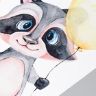 Наклейка пластик интерьерная цветная "Енотик с воздушными шарами" 30х60 см - фото 804923195