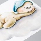 Наклейка пластик интерьерная цветная "Спящий мишка в колпаке, на облаке" 35х60 см - фото 60804269