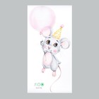 Наклейка пластик интерьерная цветная "Мышонок в воздушным шариком" 29х57 см - фото 63570546