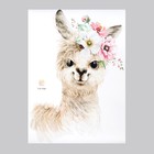 Наклейка интерьерная цветная «Лама в цветочном венке», 39×54 см - фото 60804270