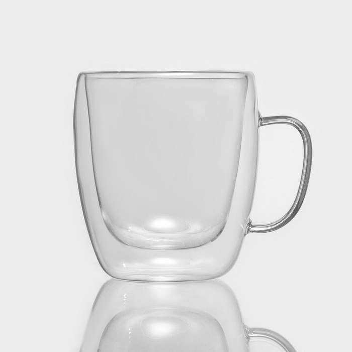 Кружка с двойными стенками Magistro, 470 мл, стекло, прозрачная - Фото 1