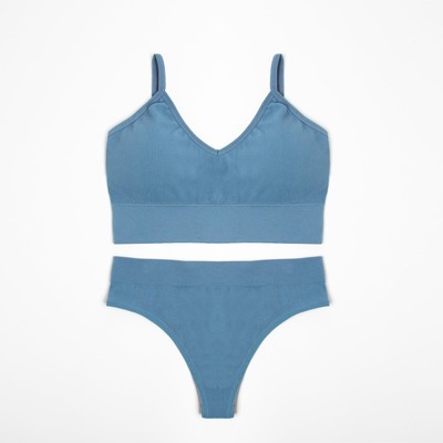 Комплект нижнего белья женский (топ, трусы) Collorista, синий, размер 42-44