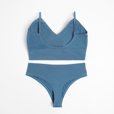 Комплект нижнего белья женский (топ, трусы) Collorista, синий, размер 42-44