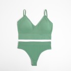 Комплект женский (топ, трусы) цвет зеленый, р-р 42-44 - фото 321349923