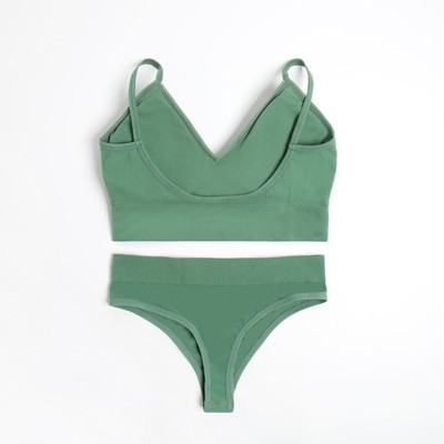 Комплект нижнего белья женский (топ, трусы) Collorista, зелёный, размер 42-44