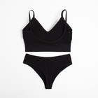 Комплект женский (топ, трусы) цвет черный, р-р 42-44 - фото 809117636