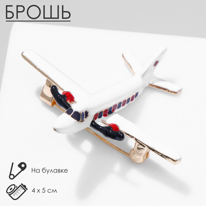 Брошь «Самолёт» лайнер, цветная в золоте - Фото 1