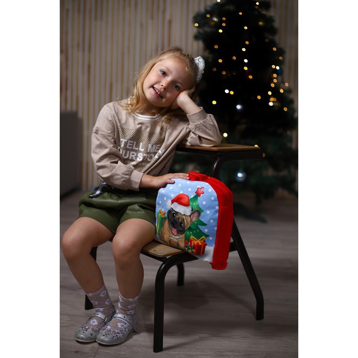 Новогодний детский рюкзак «Песик у ёлки», 26×24 см, на новый год - фото 1926460767