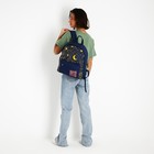Рюкзак текстильный, с переливающейся нашивкой ART, темно-синий - Фото 7