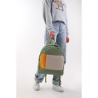Рюкзак текстильный с карманом иск. кожа, 37 х 33 х 13 см, зеленый - Фото 11