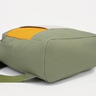 Рюкзак текстильный с карманом иск. кожа, 37 х 33 х 13 см, зеленый - Фото 6