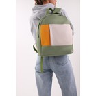 Рюкзак текстильный с карманом иск. кожа, 37 х 33 х 13 см, зеленый - Фото 10