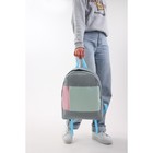 Рюкзак текстильный с карманом иск. кожа, 37 х 33 х 13 см, серый - Фото 11