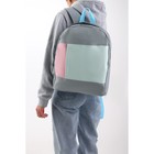 Рюкзак школьный текстильный с карманом иск. кожа, 37 х 33 х 13 см, серый - Фото 10