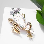 Брошь «Лягушка» со стрекозой, цветная в золоте - Фото 1