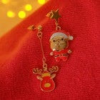 Серьги "Дед мороз и олень", цветные в золоте - фото 11804031