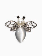 Брошь «Пчела» с ажурными крыльями, белая в серебре (неделимая фасовка 12 шт., цена за шт.) - Фото 1