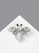 Брошь "Пчела" с ажурными крыльями, цвет белый в серебре (неделимая фас.12шт, цена за шт) (12 шт) - фото 809299245