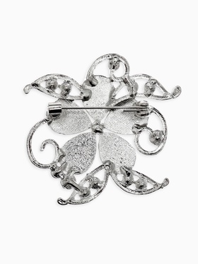 Брошь «Цветок» незабудка, цвет бело-радужный в серебре