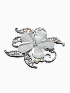 Брошь «Цветок Незабудка», белая, радужный в серебре - Фото 4