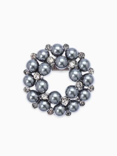 Зажим для платка «Жемчужинка», цвет серый в серебре