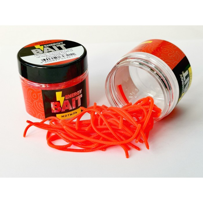 Искусственная насадка ENERGY BAIT «Мотыль», прямой, FLUO, L, 50 мм, 50 шт, цвет оранжевый - Фото 1