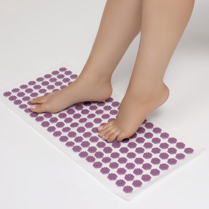 Ипликатор-коврик, основа спанбонд, 160 модулей, 28 × 64 см, цвет белый/лавандовый 29612