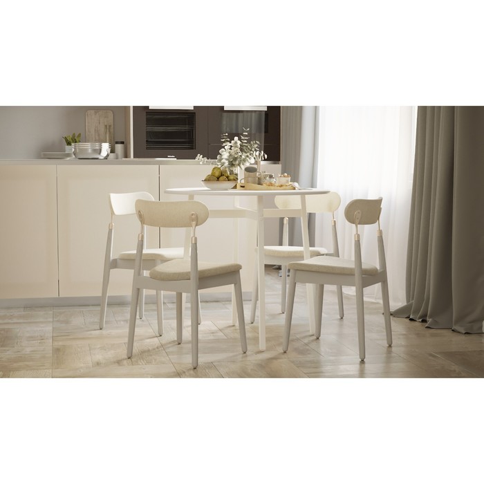 Стол обеденный «Медисон», 800 × 800 × 720 мм, опора металл, цвет белый