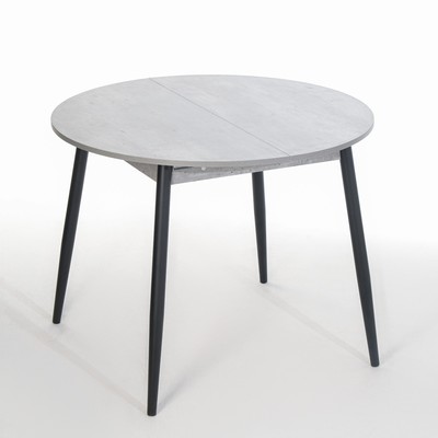 Стол раздвижной круглый "Орион", 950/1250х950х750, ноги металл Чёрный/Метрополитан