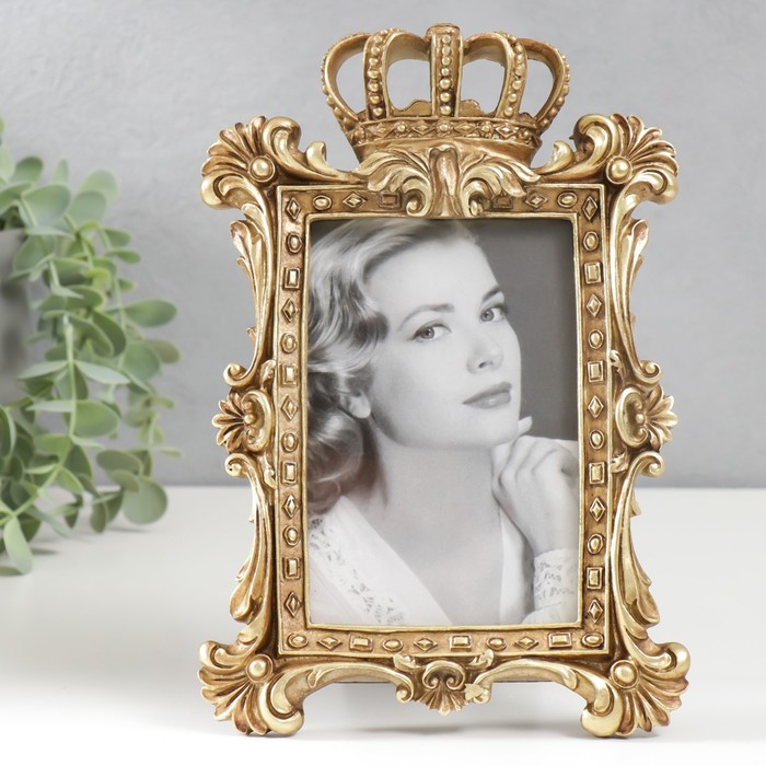 Фоторамка для фото 10×15 см «Корона императора», полистоун под золото, 23×15 см - Фото 1