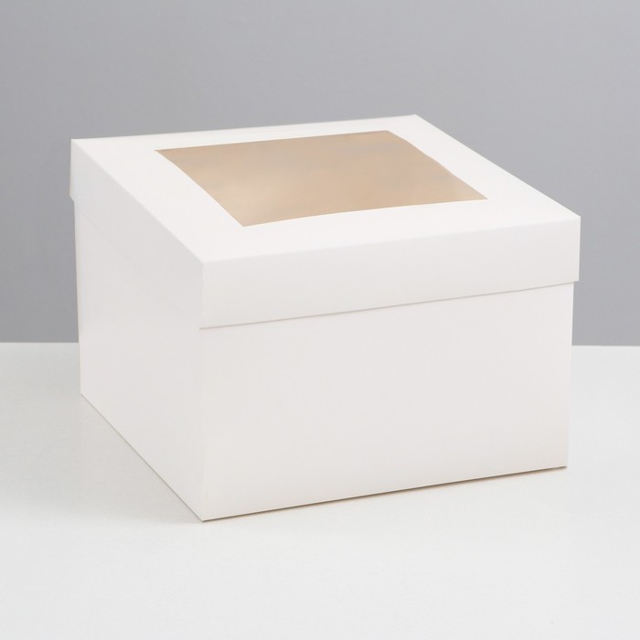 Коробка складная, крышка-дно, с окном, белая, 30 х 30 х 20 см - Фото 1