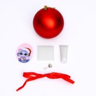 Новогодний набор для творчества. Ёлочный шар с отпечатком ручки «Котёнок», красный - фото 6645542