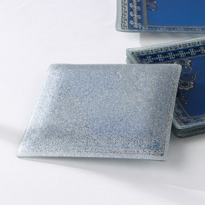 Набор столовый «Украшение», 7 предметов: 30×30 см - 1 шт, 18×18 см - 6 шт, цвет синий - фото 1908946334