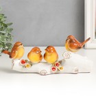 Сувенир керамика "Четыре птички на бревне с цветами"МИКС 11х13х6,5 см - Фото 2