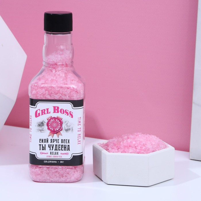 Соль для ванны GRL BOSS, 300 г, аромат нежной розы,  ЧИСТОЕ СЧАСТЬЕ - Фото 1