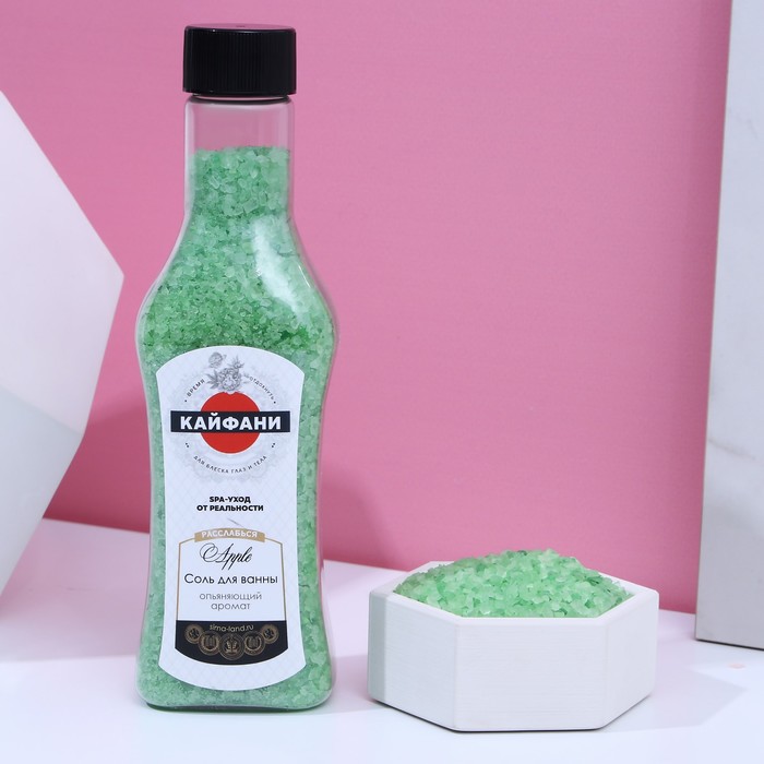 Соль для ванны "Кайфани!", 285 г, аромат зелёное яблоко, ЧИСТОЕ СЧАСТЬЕ - Фото 1