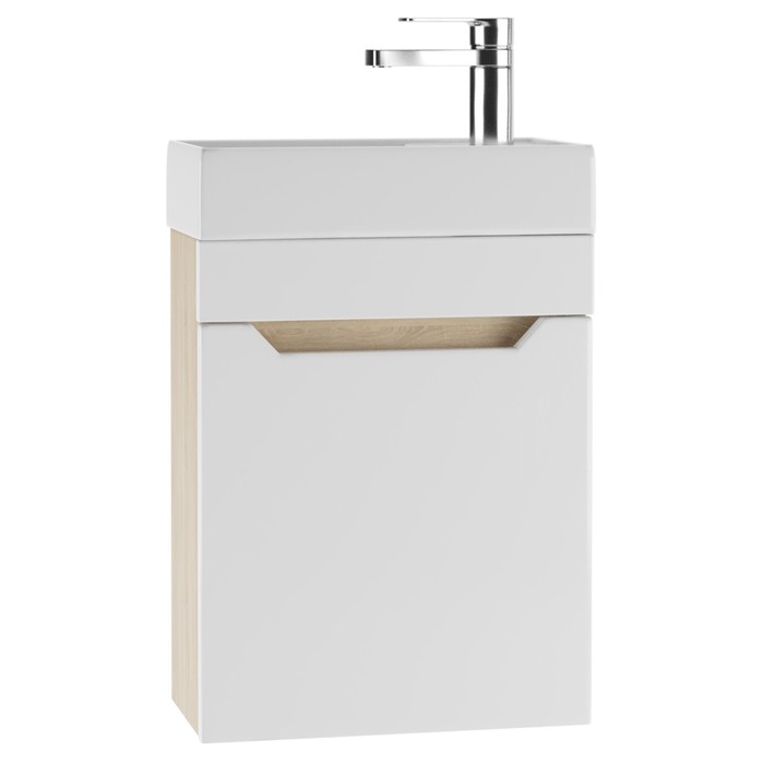 Тумба подвесная «Айсберг. Мечта», под раковину «Енисей 40», без ящика, 392×210×500 мм, цвет белый/дуб сонома - Фото 1