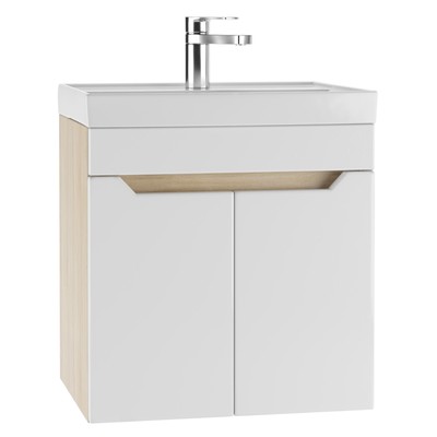 Тумба подвесная «Айсберг. Мечта», под раковину «Енисей 50», без ящика, 470×388×500 мм, цвет белый/дуб сонома